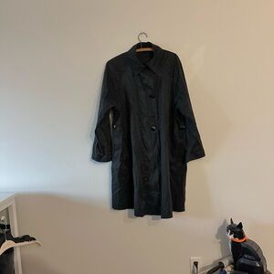 MYCRA PAC NOW Reversible Pea Coat Jacket Black Polka Dot Green 1-S/M